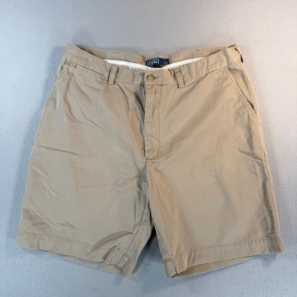 Vtg Polo Ralph Lauren Prospect Short Mens 36 Khaki Tan Chino Cotton Twill